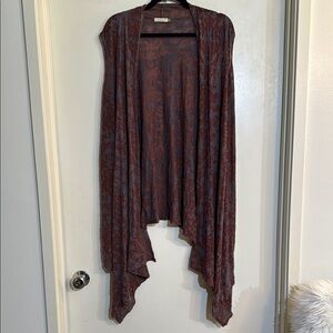 Chalet Et  Ceci Brown and Navy Patterned Creative Convertible Draping Vest XL